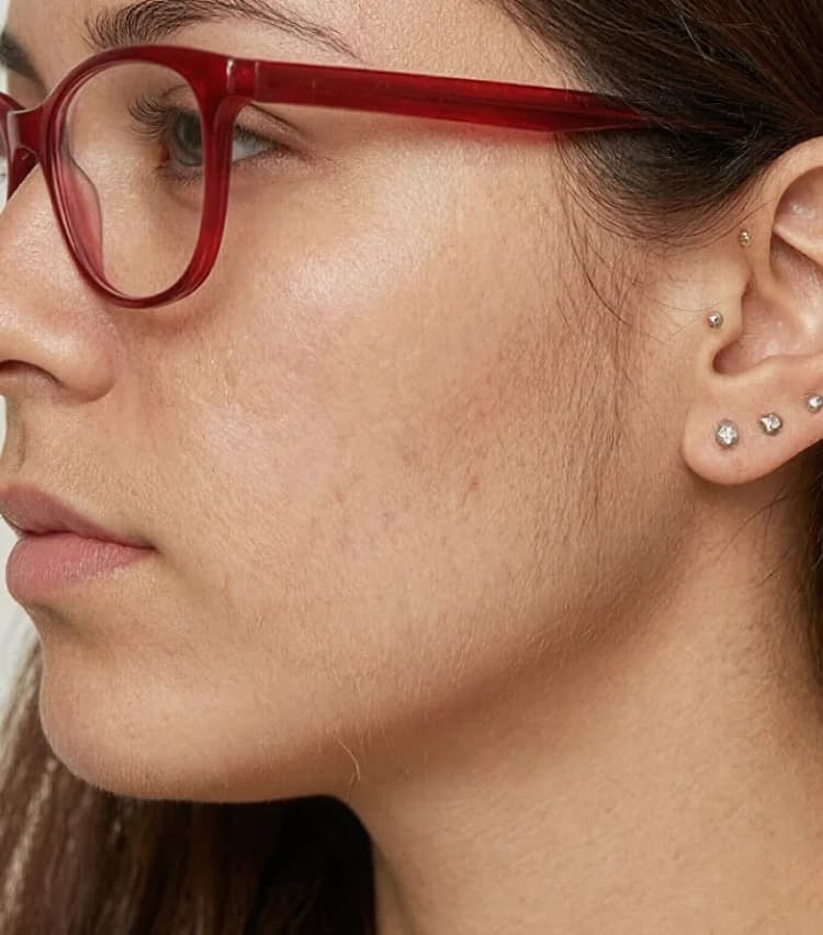 Judy, age 34 — BodyMatched before and after, reduced facial hair