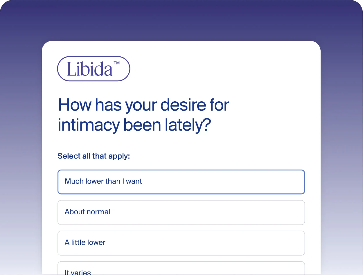 Woman taking an online sexual wellness assessment for Libida