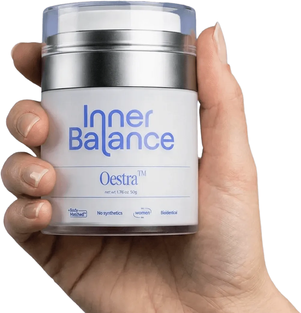 Oestra® hormone cream being applied to hand